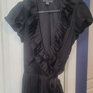 Black Ruffle Wrap Dress